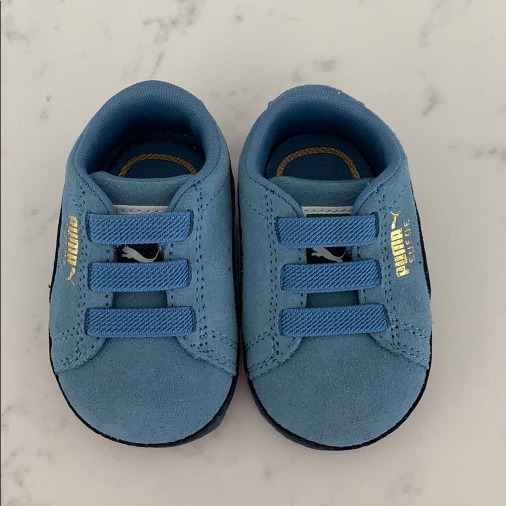 Brand new blue suede newborn puma sneakers